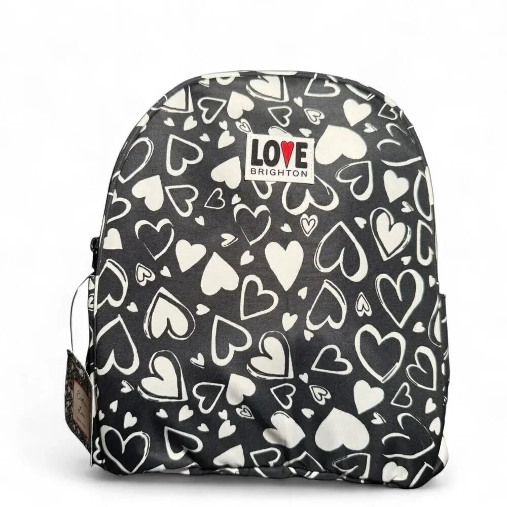 Brighton Endless Love Black & White heart mini backpack adjustable straps
